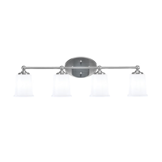 Toltec Capri 4-Light Bath Bar | Contemporary Brushed Nickel and White Opal Glass | Bathroom & Powder Room Vanity Light | 8.25 x 9.25 in | Model 5914-BN-5031