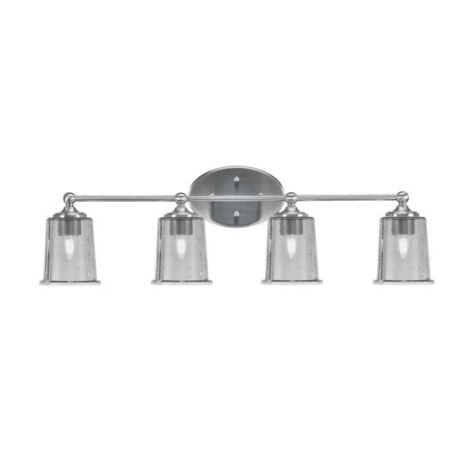 Toltec Capri 4-Light Bath Bar | Contemporary Brushed Nickel and Smoke Bubble Glass | Bathroom & Powder Room Vanity Light | 8.25 x 9.25 in | Model 5914-BN-5032