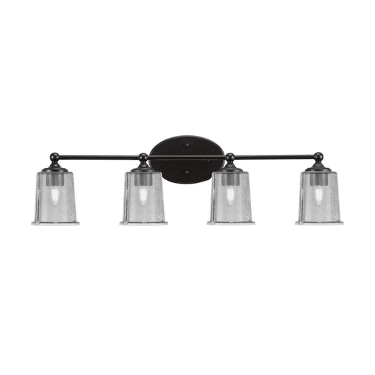 Toltec Capri 4-Light Bath Bar | Modern Matte Black and Smoke Bubble Glass | Bathroom Vanity & Powder Room | 8.25 x 9.25 in | Model 5914-MB-5032