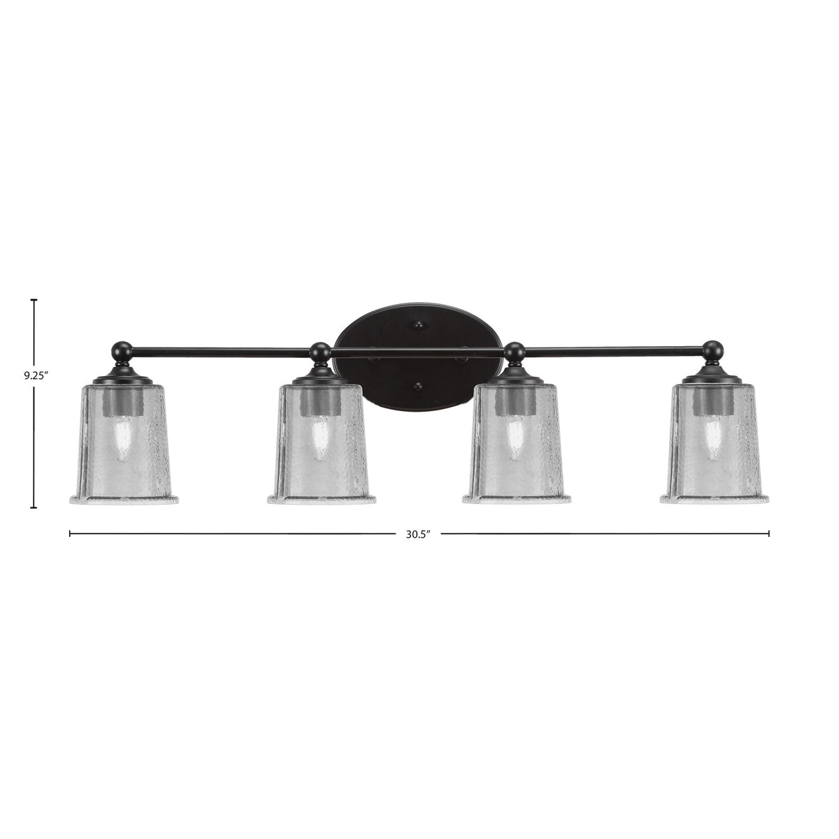 Toltec Capri 4-Light Bath Bar | Modern Matte Black and Smoke Bubble Glass | Bathroom Vanity & Powder Room | 8.25 x 9.25 in | Model 5914-MB-5032