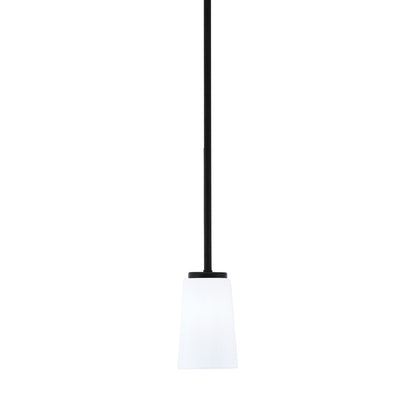 Toltec Sandia 4.5in 1-Light Mini Pendant | Modern Matte Black and White Opal Glass | Kitchen Island & Dining Room | 4.5 x 7 in | Model 6201-MB-261