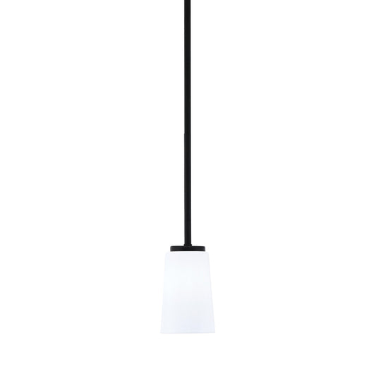 Toltec Sandia 4.5in 1-Light Mini Pendant | Modern Matte Black and White Opal Glass | Kitchen Island & Dining Room | 4.5 x 7 in | Model 6201-MB-261