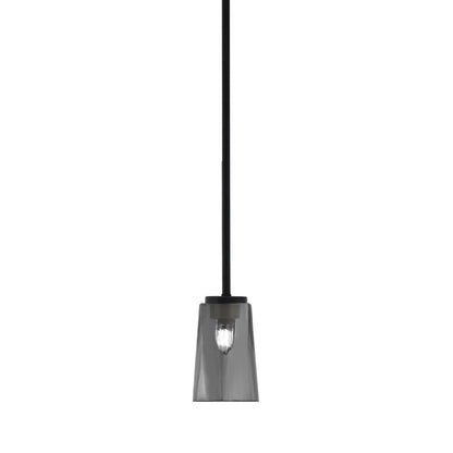 Toltec Sandia 4.5in 1-Light Mini Pendant | Modern Matte Black and Smoke Bubble Glass | Kitchen Island & Dining Room | 4.5 x 7 in | Model 6201-MB-262