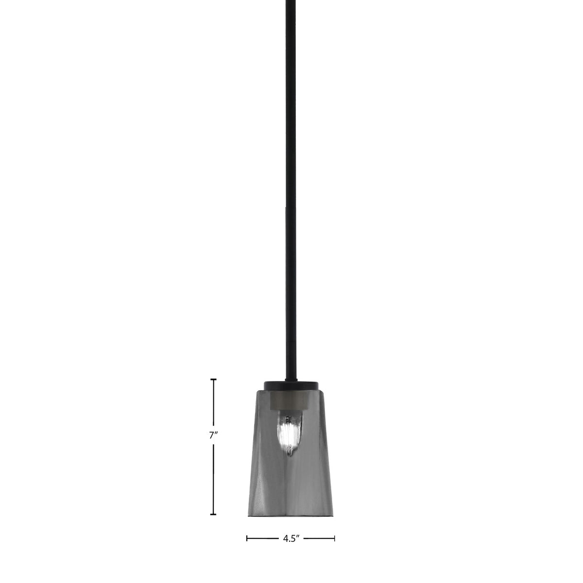 Toltec Sandia 4.5in 1-Light Mini Pendant | Modern Matte Black and Smoke Bubble Glass | Kitchen Island & Dining Room | 4.5 x 7 in | Model 6201-MB-262