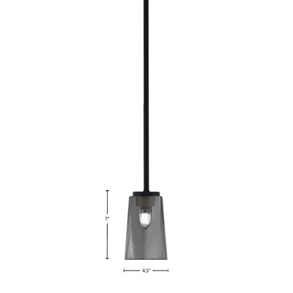 Toltec Sandia 4.5in 1-Light Mini Pendant | Modern Matte Black and Smoke Bubble Glass | Kitchen Island & Dining Room | 4.5 x 7 in | Model 6201-MB-262