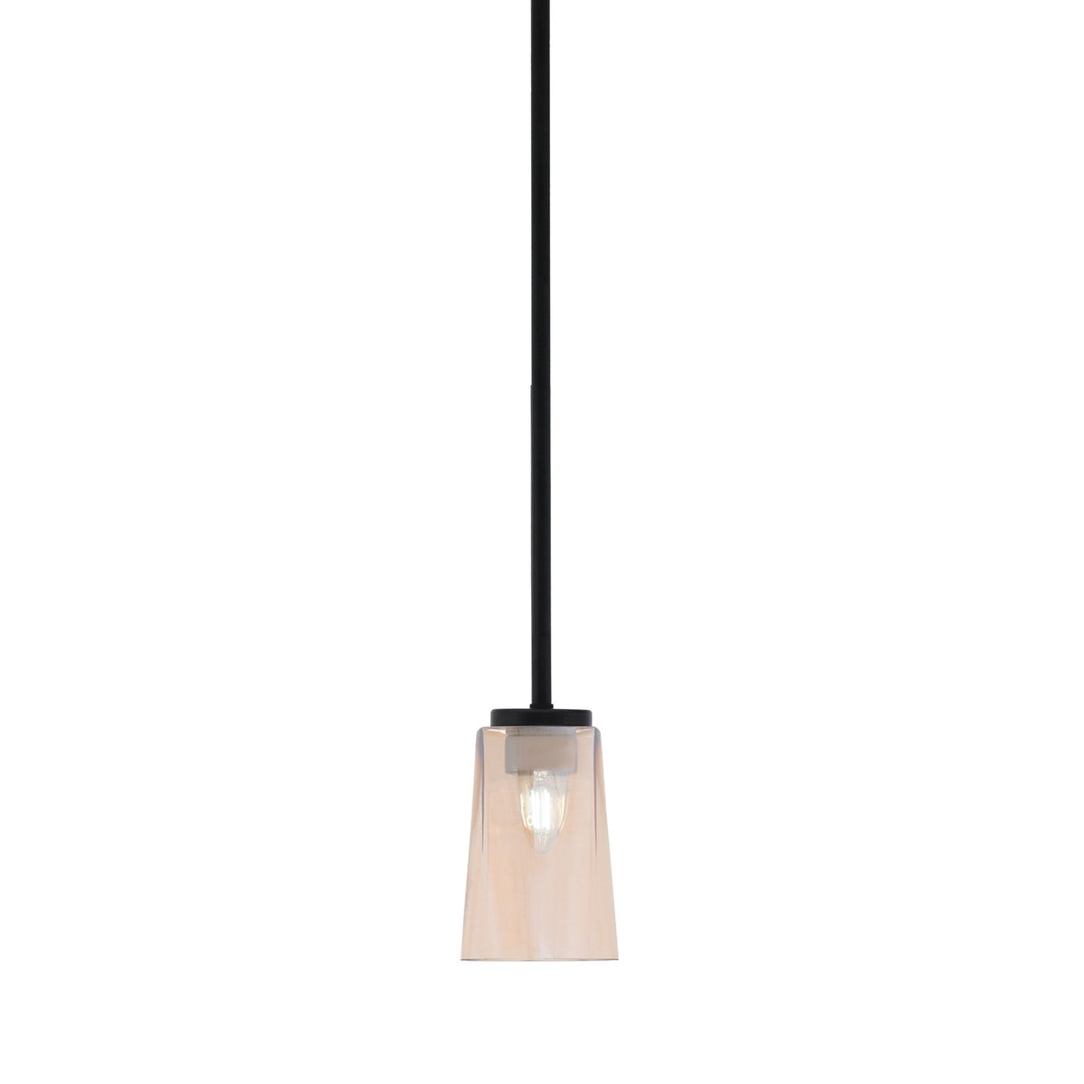 Toltec Sandia 4.5in 1-Light Mini Pendant | Modern Matte Black and Amber Gradient Glass | Kitchen Island & Dining Room | 4.5 x 7 in | Model 6201-MB-263