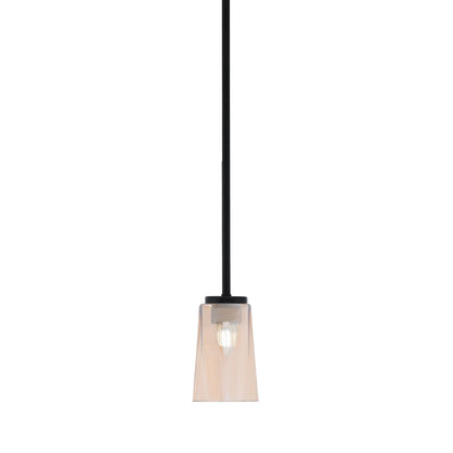 Toltec Sandia 4.5in 1-Light Mini Pendant | Modern Matte Black and Amber Gradient Glass | Kitchen Island & Dining Room | 4.5 x 7 in | Model 6201-MB-263