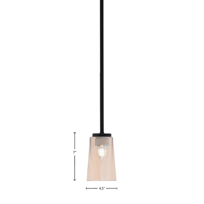 Toltec Sandia 4.5in 1-Light Mini Pendant | Modern Matte Black and Amber Gradient Glass | Kitchen Island & Dining Room | 4.5 x 7 in | Model 6201-MB-263