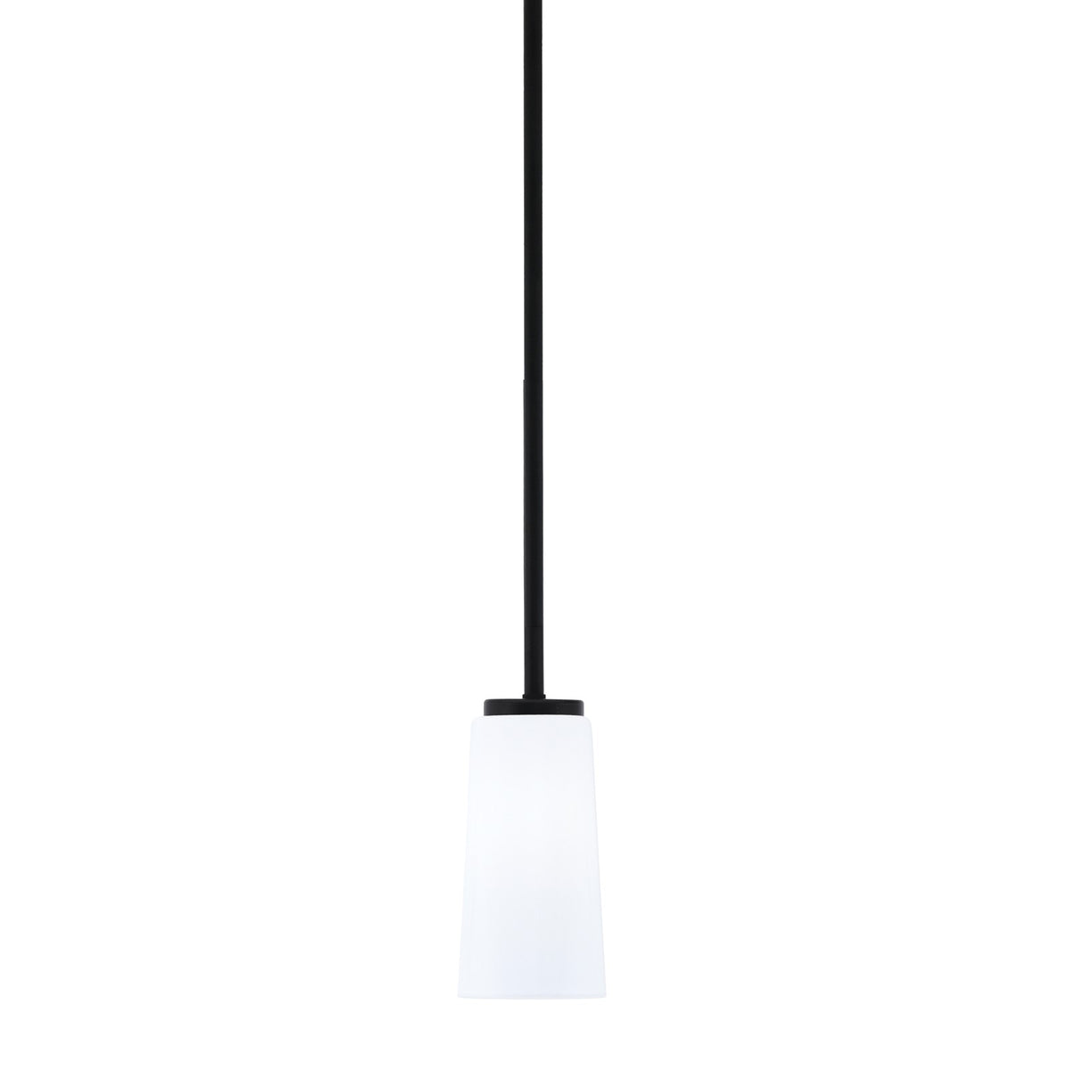 Toltec Sandia 5in 1-Light Mini Pendant | Matte Black and White Opal Glass | Kitchen Island & Dining Room | 5 x 10 in | Model 6201-MB-291
