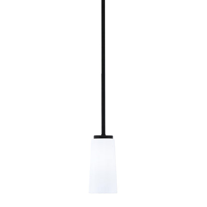 Toltec Sandia 5in 1-Light Mini Pendant | Matte Black and White Opal Glass | Kitchen Island & Dining Room | 5 x 10 in | Model 6201-MB-291