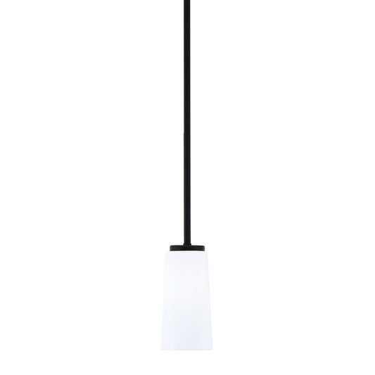 Toltec Sandia 5in 1-Light Mini Pendant | Matte Black and White Opal Glass | Kitchen Island & Dining Room | 5 x 10 in | Model 6201-MB-291