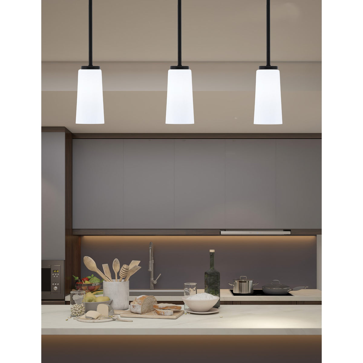 Toltec Sandia 5in 1-Light Mini Pendant | Matte Black and White Opal Glass | Kitchen Island & Dining Room | 5 x 10 in | Model 6201-MB-291