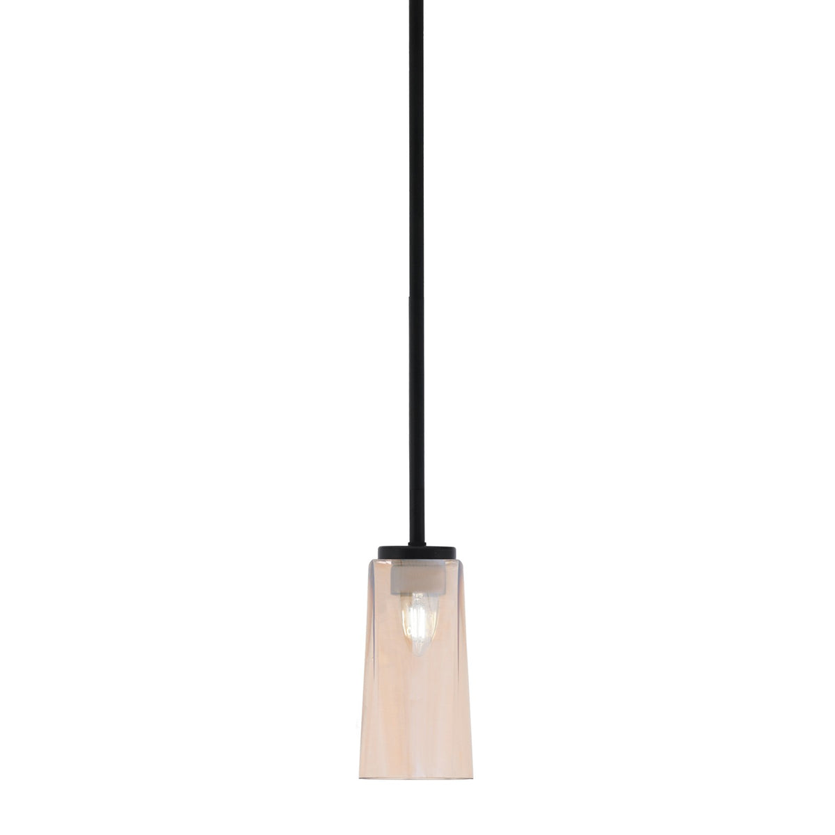 Toltec Sandia 5in 1-Light Mini Pendant | Matte Black and Amber Gradient Glass | Kitchen Island & Dining Room | 5 x 10 in | Model 6201-MB-293