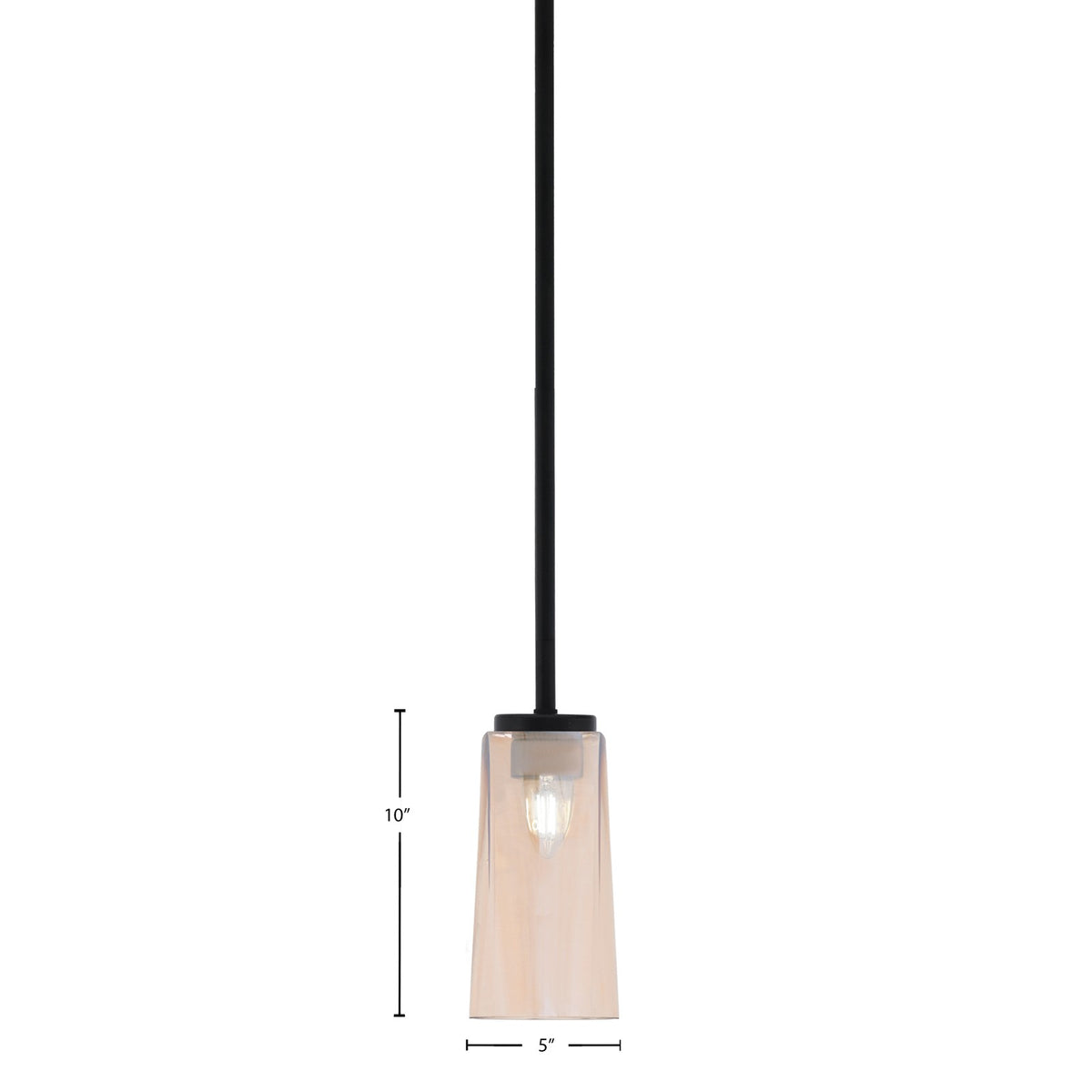 Toltec Sandia 5in 1-Light Mini Pendant | Matte Black and Amber Gradient Glass | Kitchen Island & Dining Room | 5 x 10 in | Model 6201-MB-293