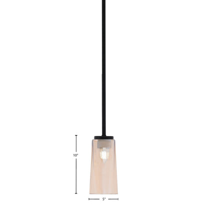 Toltec Sandia 5in 1-Light Mini Pendant | Matte Black and Amber Gradient Glass | Kitchen Island & Dining Room | 5 x 10 in | Model 6201-MB-293
