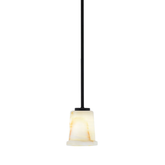 Toltec Sandia 5in 1-Light Mini Pendant | Organic Matte Black and Natural Stone | Kitchen Island & Dining Room | 5 x 6 in | Model 6201-MB-4128
