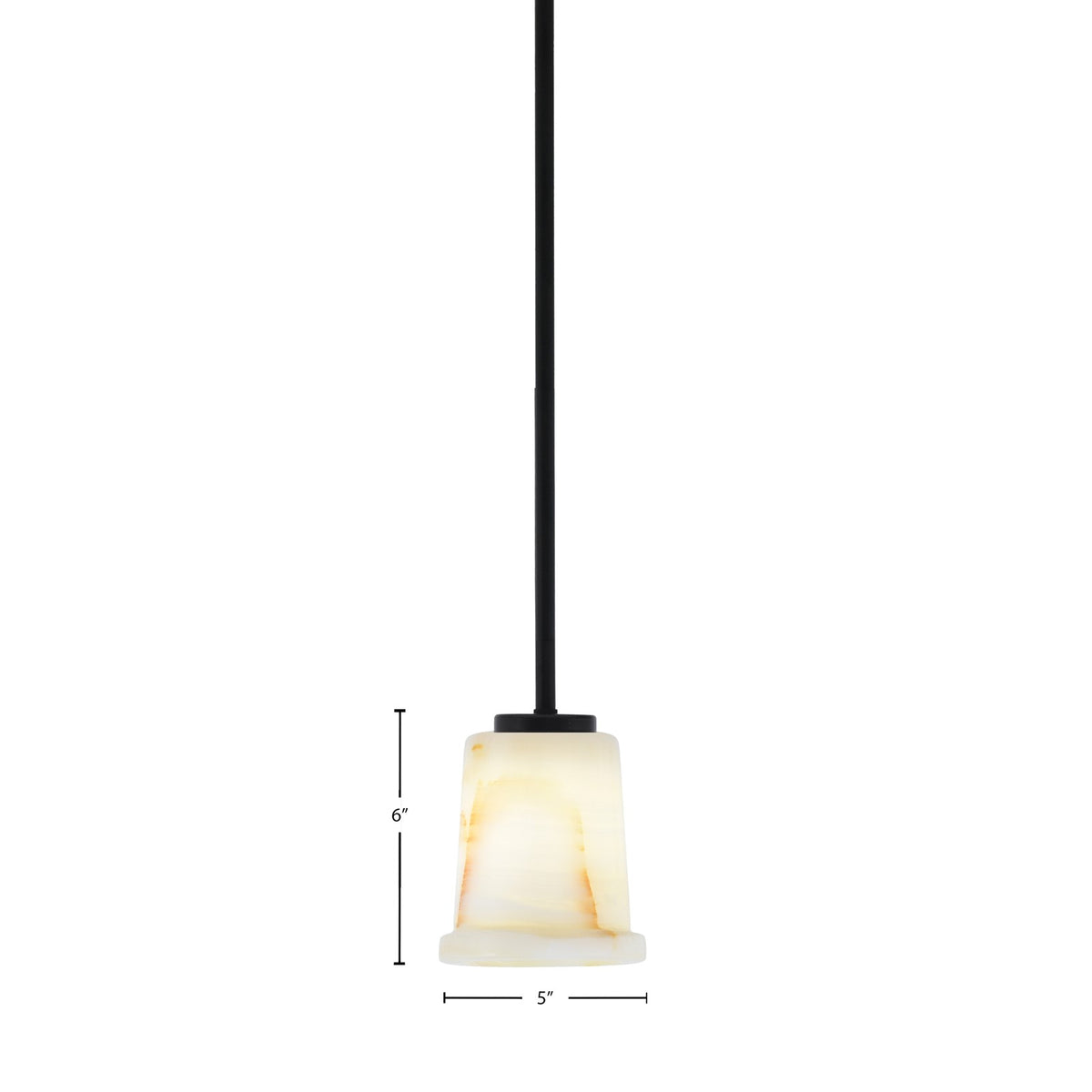 Toltec Sandia 5in 1-Light Mini Pendant | Organic Matte Black and Natural Stone | Kitchen Island & Dining Room | 5 x 6 in | Model 6201-MB-4128