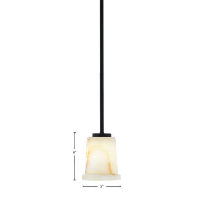 Toltec Sandia 5in 1-Light Mini Pendant | Organic Matte Black and Natural Stone | Kitchen Island & Dining Room | 5 x 6 in | Model 6201-MB-4128