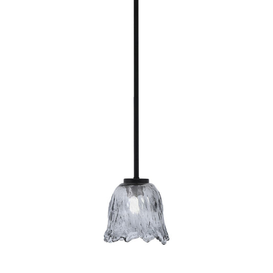 Toltec Sandia 7in 1-Light Mini Pendant | Modern Matte Black and Smoke Lava Glass | Kitchen Island & Dining Room | 7 x 7 in | Model 6201-MB-4232