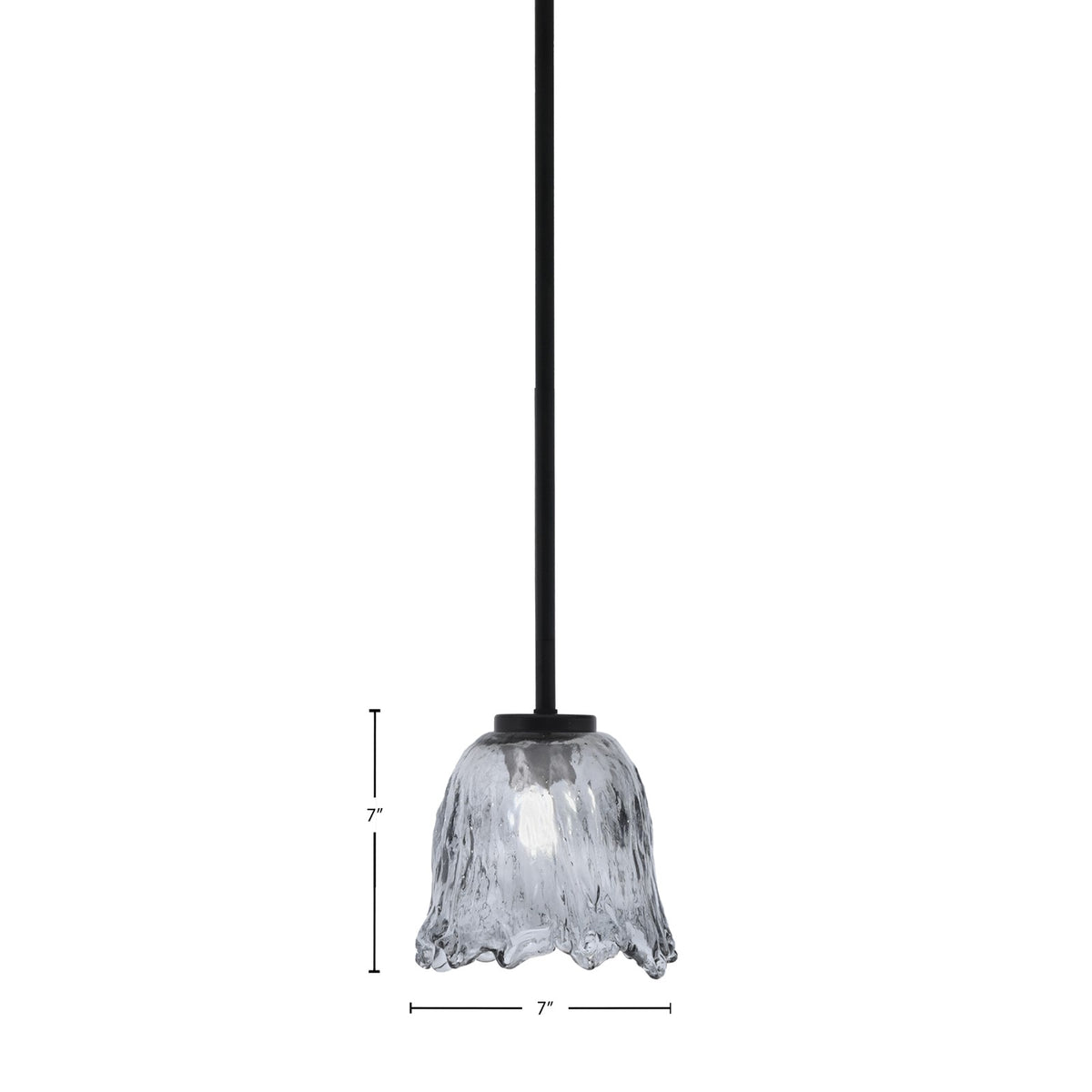 Toltec Sandia 7in 1-Light Mini Pendant | Modern Matte Black and Smoke Lava Glass | Kitchen Island & Dining Room | 7 x 7 in | Model 6201-MB-4232