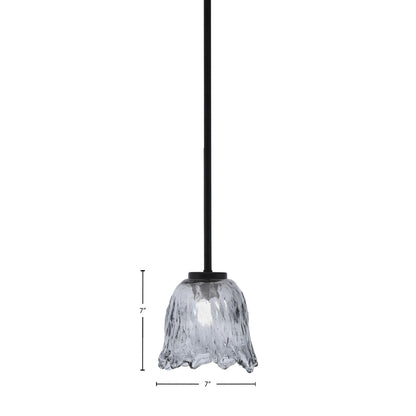 Toltec Sandia 7in 1-Light Mini Pendant | Modern Matte Black and Smoke Lava Glass | Kitchen Island & Dining Room | 7 x 7 in | Model 6201-MB-4232