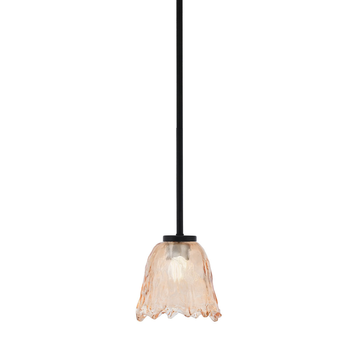 Toltec Sandia 7in 1-Light Mini Pendant | Modern Matte Black and Amber Lava Glass | Kitchen Island & Dining Room | 7 x 7 in | Model 6201-MB-4233