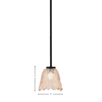 Toltec Sandia 7in 1-Light Mini Pendant | Modern Matte Black and Amber Lava Glass | Kitchen Island & Dining Room | 7 x 7 in | Model 6201-MB-4233