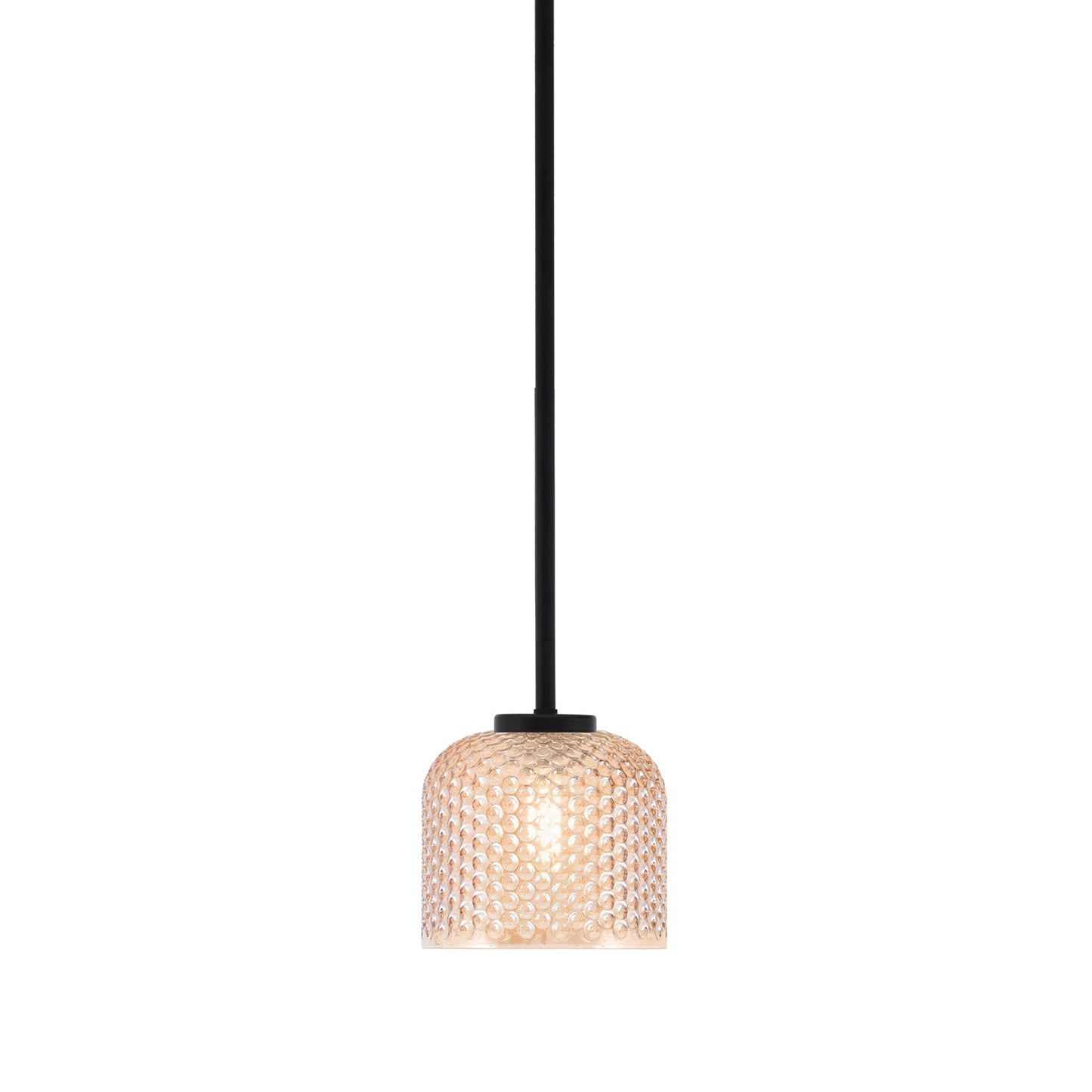 Toltec Sandia 6in 1-Light Mini Pendant | Modern Matte Black Steel and Amber Textured Glass | Kitchen Island & Counter Accent | 6 x 6 in | Model 6201-MB-4613