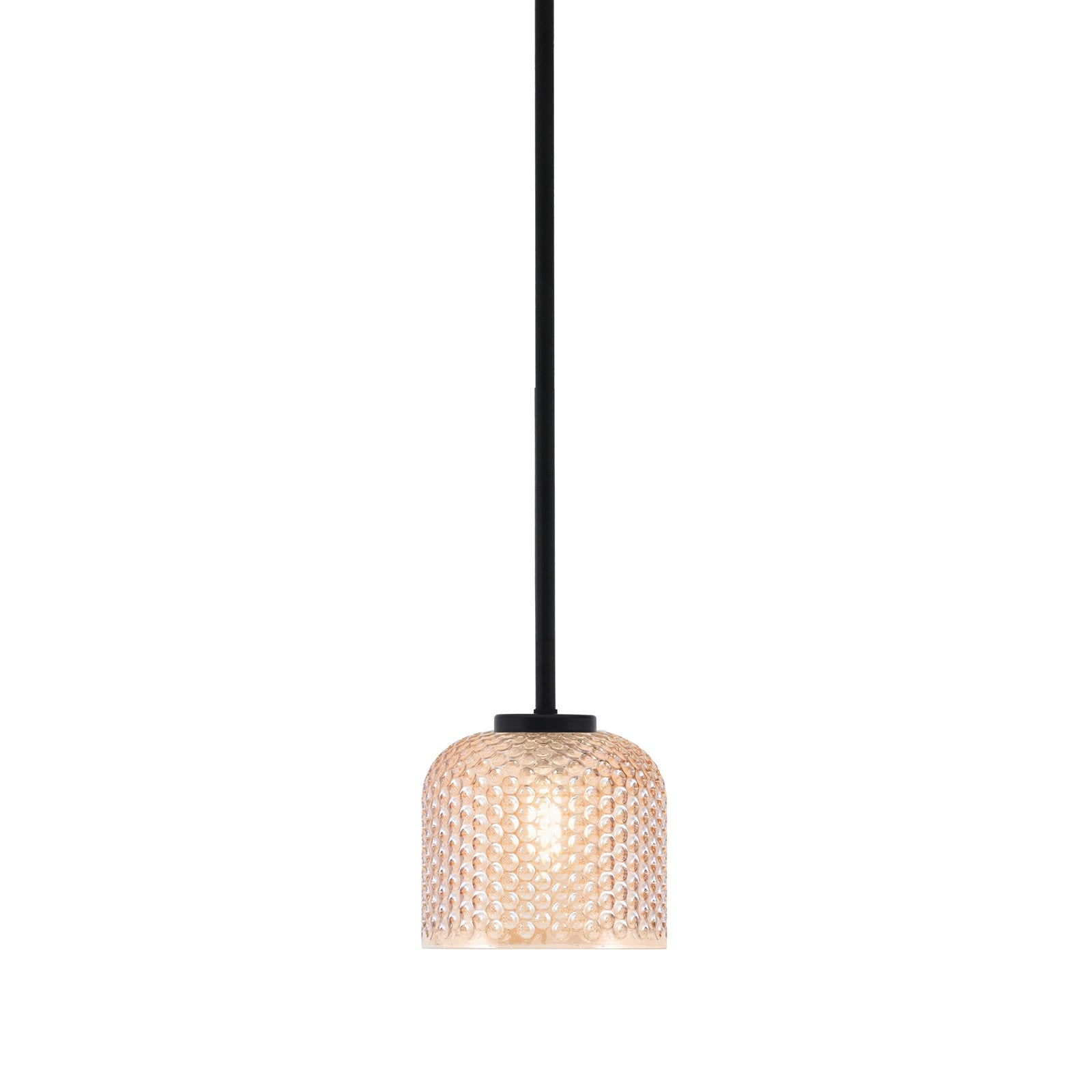 Toltec Sandia 6in 1-Light Mini Pendant | Modern Matte Black Steel and Amber Textured Glass | Kitchen Island & Counter Accent | 6 x 6 in | Model 6201-MB-4613