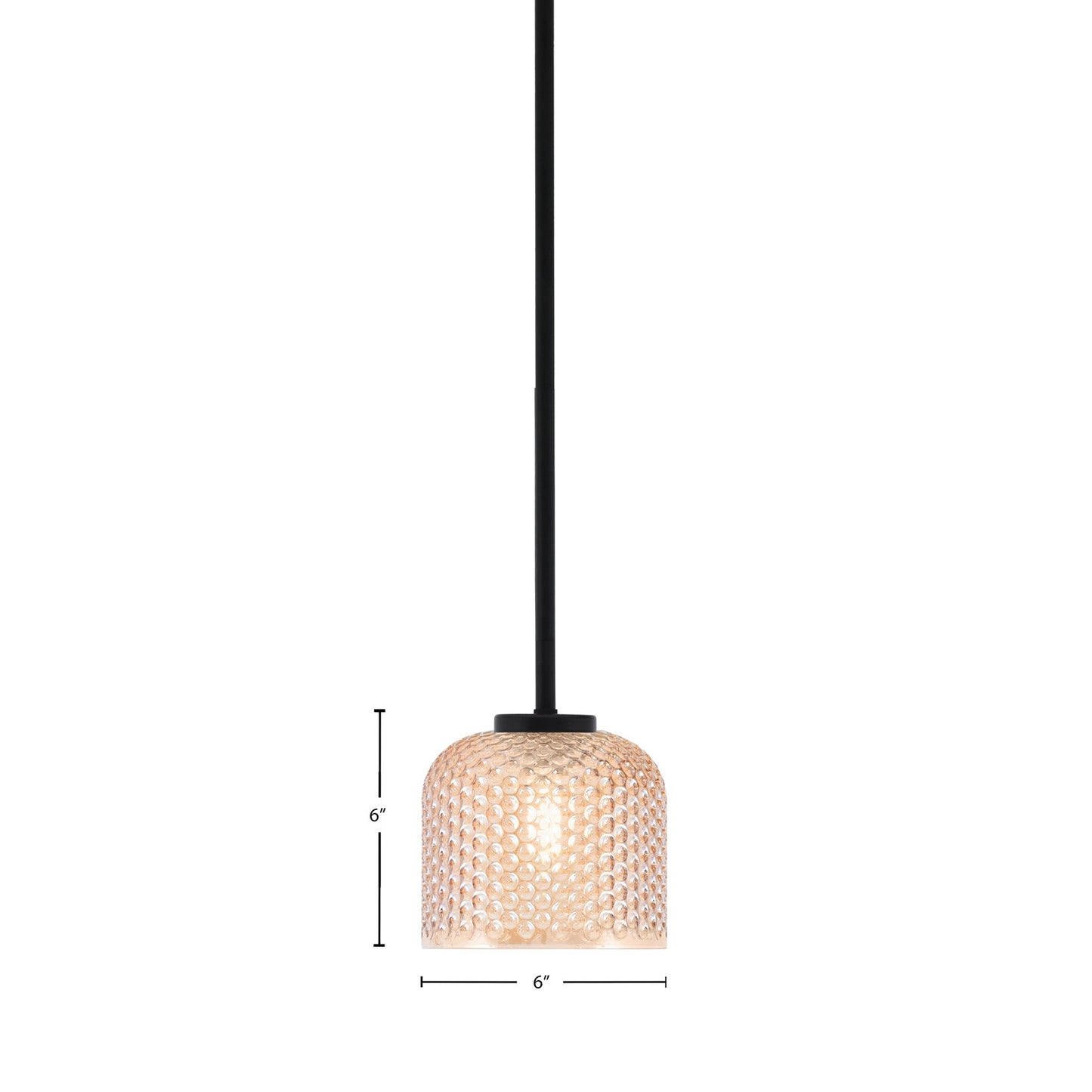 Toltec Sandia 6in 1-Light Mini Pendant | Modern Matte Black Steel and Amber Textured Glass | Kitchen Island & Counter Accent | 6 x 6 in | Model 6201-MB-4613