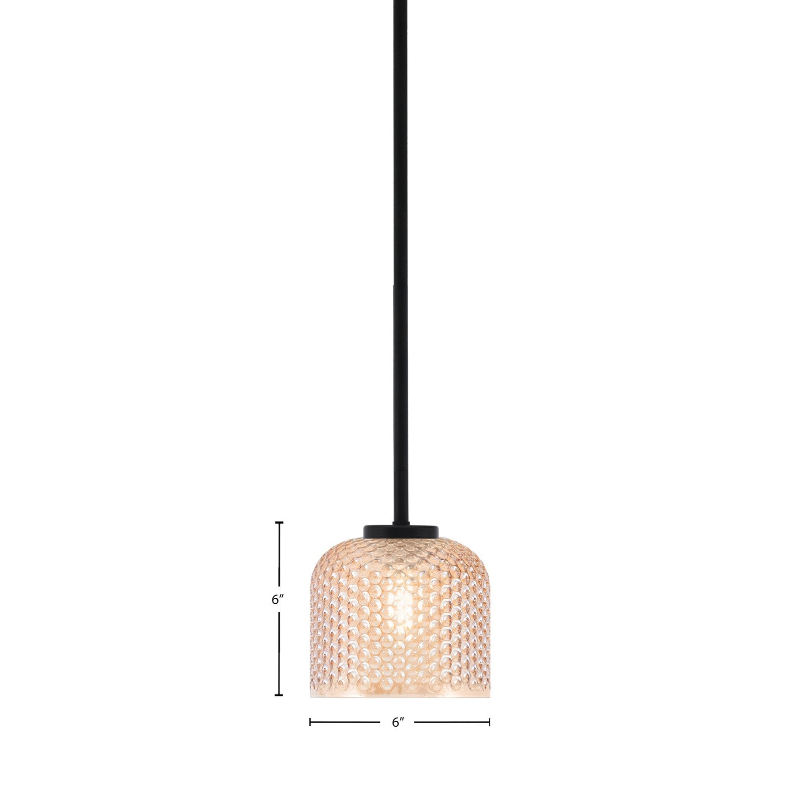 Toltec Sandia 6in 1-Light Mini Pendant | Modern Matte Black Steel and Amber Textured Glass | Kitchen Island & Counter Accent | 6 x 6 in | Model 6201-MB-4613