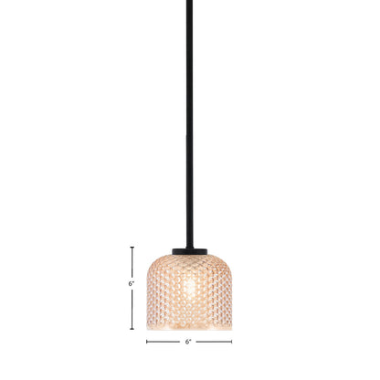 Toltec Sandia 6in 1-Light Mini Pendant | Modern Matte Black Steel and Amber Textured Glass | Kitchen Island & Counter Accent | 6 x 6 in | Model 6201-MB-4613