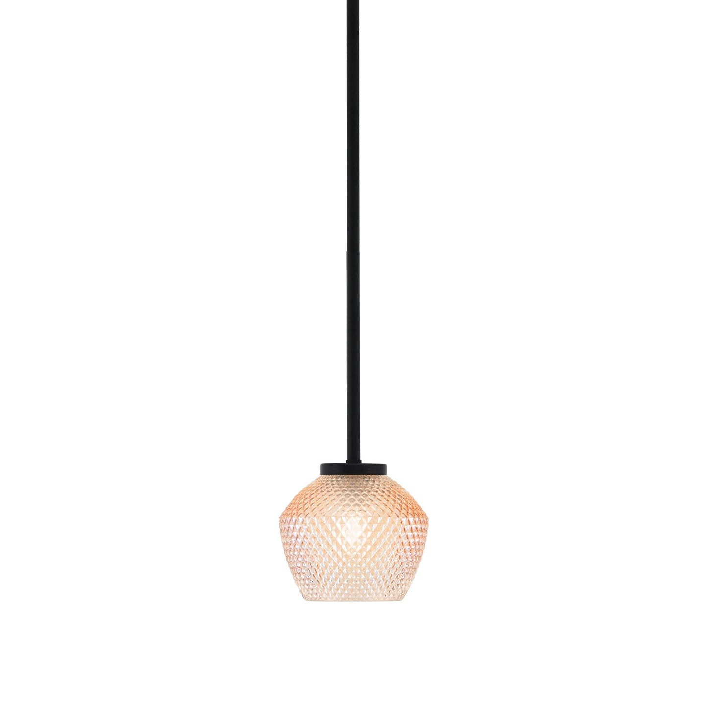 Toltec Sandia 6in 1-Light Mini Pendant | Modern Matte Black Steel and Amber Textured Glass | Kitchen Island & Dining Room | 6 x 6 in | Model 6201-MB-4623