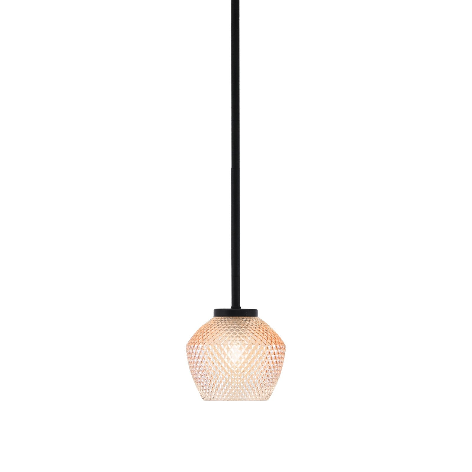 Toltec Sandia 6in 1-Light Mini Pendant | Modern Matte Black Steel and Amber Textured Glass | Kitchen Island & Dining Room | 6 x 6 in | Model 6201-MB-4623
