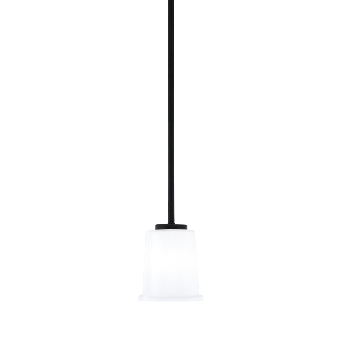 Toltec Sandia 5in 1-Light Mini Pendant | Modern Matte Black and White Opal Glass | Kitchen Island & Dining Room | 5 x 5 x 6 in | Model 6201-MB-5031