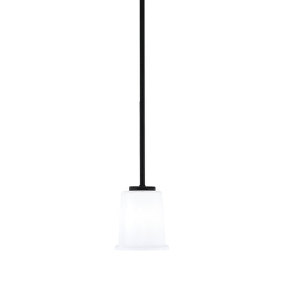Toltec Sandia 5in 1-Light Mini Pendant | Modern Matte Black and White Opal Glass | Kitchen Island & Dining Room | 5 x 5 x 6 in | Model 6201-MB-5031