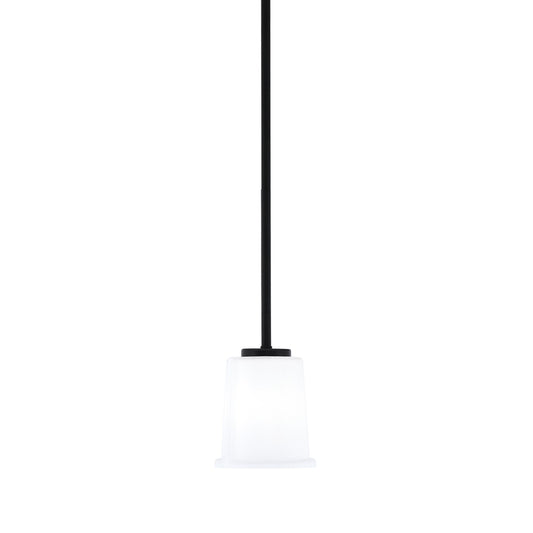 Toltec Sandia 5in 1-Light Mini Pendant | Modern Matte Black and White Opal Glass | Kitchen Island & Dining Room | 5 x 5 x 6 in | Model 6201-MB-5031