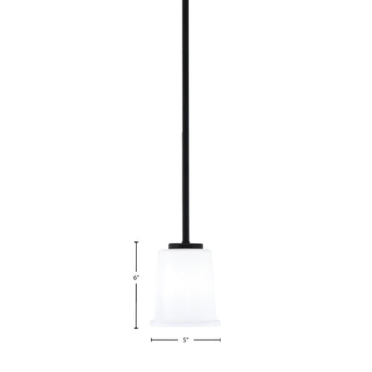 Toltec Sandia 5in 1-Light Mini Pendant | Modern Matte Black and White Opal Glass | Kitchen Island & Dining Room | 5 x 5 x 6 in | Model 6201-MB-5031