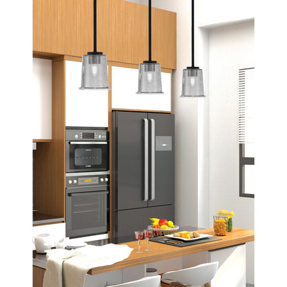 Toltec Sandia 5in 1-Light Mini Pendant | Modern Matte Black and Smoke Bubble Glass | Kitchen Island & Dining Room | 5 x 5 x 6 in | Model 6201-MB-5032