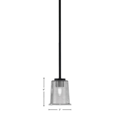 Toltec Sandia 5in 1-Light Mini Pendant | Modern Matte Black and Smoke Bubble Glass | Kitchen Island & Dining Room | 5 x 5 x 6 in | Model 6201-MB-5032