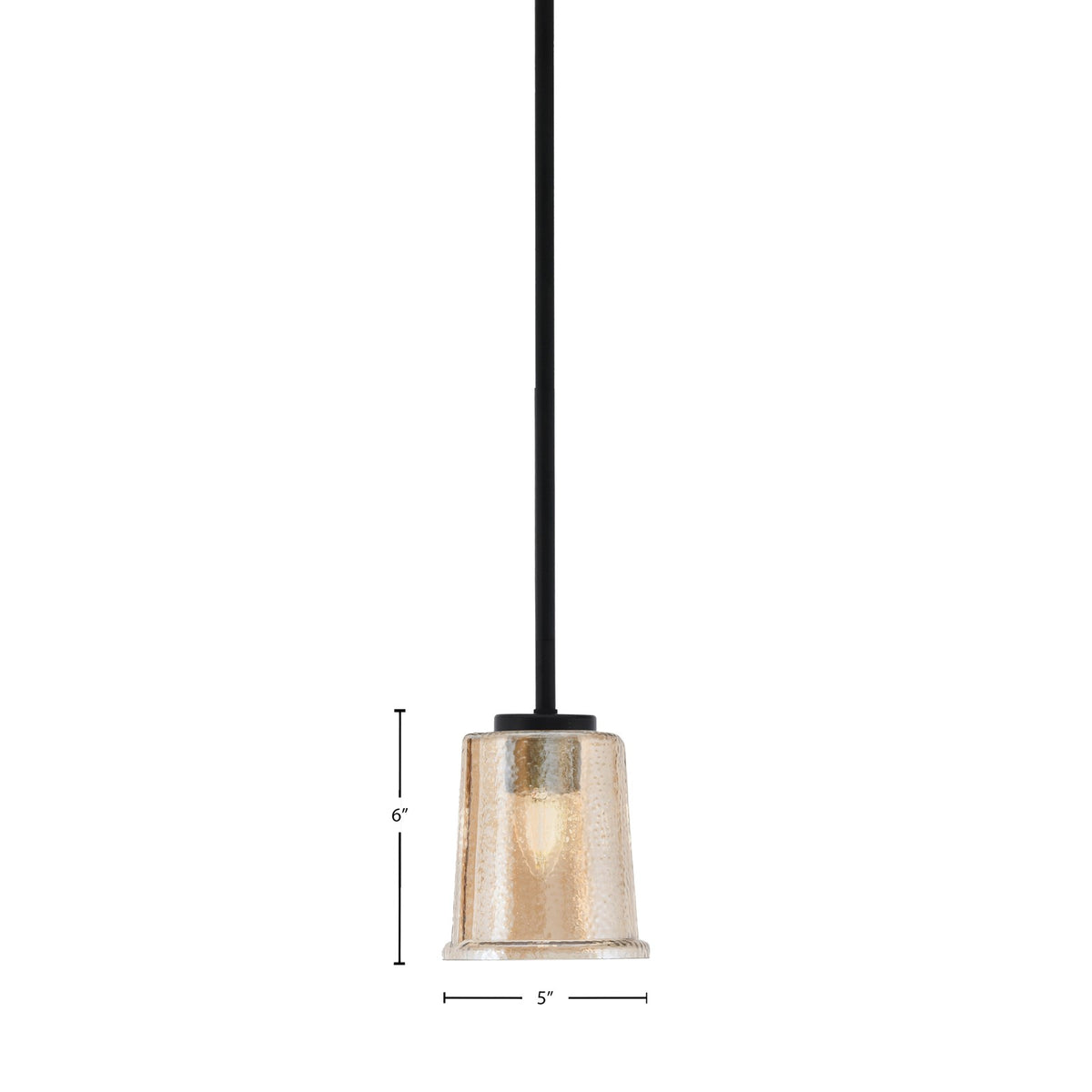 Toltec Sandia 5in 1-Light Mini Pendant | Modern Matte Black and Amber Bubble Glass | Kitchen Island & Dining Room | 5 x 5 x 6 in | Model 6201-MB-5033