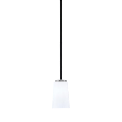 Toltec Sandia 4.5in 1-Light Mini Pendant | Modern Matte Black & Graphite and White Opal Glass | Kitchen Island & Dining Room | Model 6201-MBGP-261