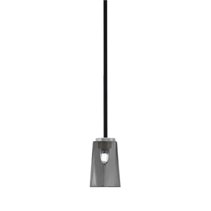 Toltec Sandia 5in 1-Light Mini Pendant | Matte Black & Graphite and Smoke Bubble Glass | Kitchen Island & Dining Room | Model 6201-MBGP-262