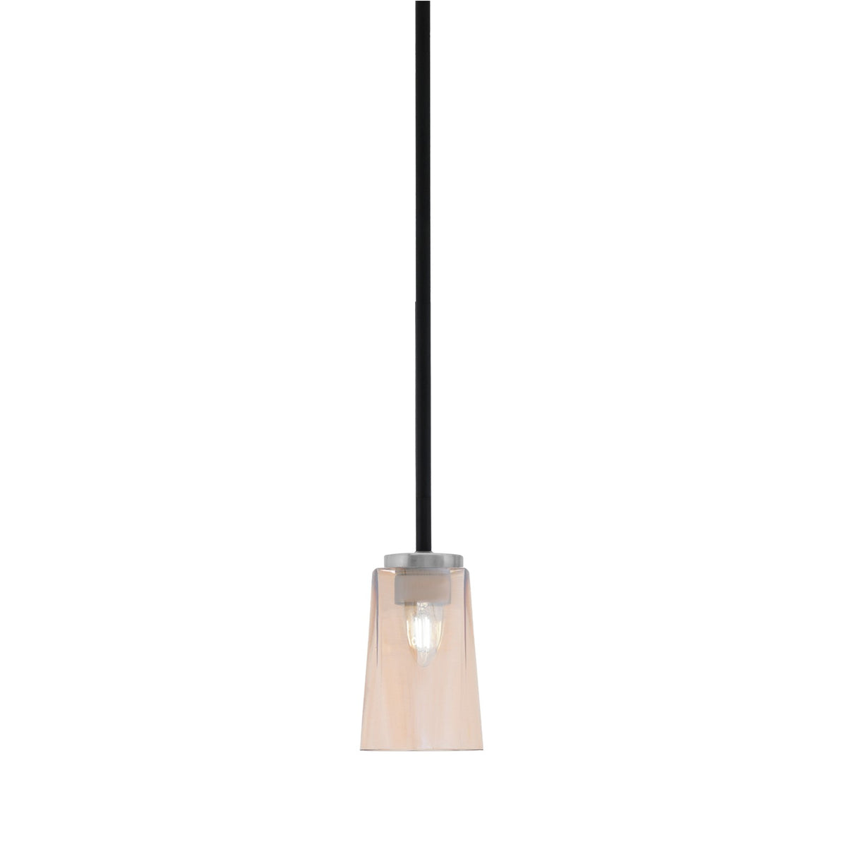 Toltec Sandia 5in 1-Light Mini Pendant | Matte Black & Graphite and Amber Gradient Glass | Kitchen Island & Dining Room | Model 6201-MBGP-263