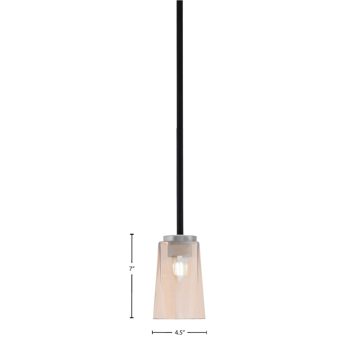 Toltec Sandia 5in 1-Light Mini Pendant | Matte Black & Graphite and Amber Gradient Glass | Kitchen Island & Dining Room | Model 6201-MBGP-263
