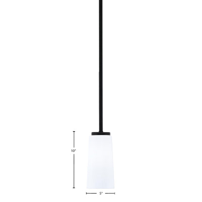 Toltec Sandia 5in 1-Light Mini Pendant | Matte Black & Graphite and White Opal Glass | Kitchen Island & Dining Room | 5 x 10 in | Model 6201-MBGP-291
