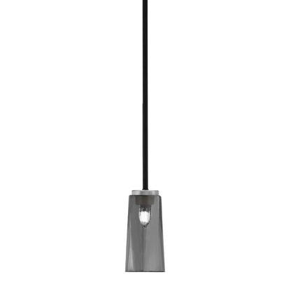 Toltec Sandia 5in 1-Light Mini Pendant | Modern Matte Black and Graphite with Smoke Bubble Glass | Kitchen Island & Dining Room | Model 6201-MBGP-292