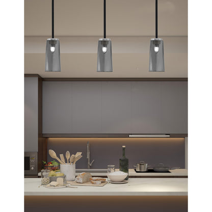 Toltec Sandia 5in 1-Light Mini Pendant | Modern Matte Black and Graphite with Smoke Bubble Glass | Kitchen Island & Dining Room | Model 6201-MBGP-292