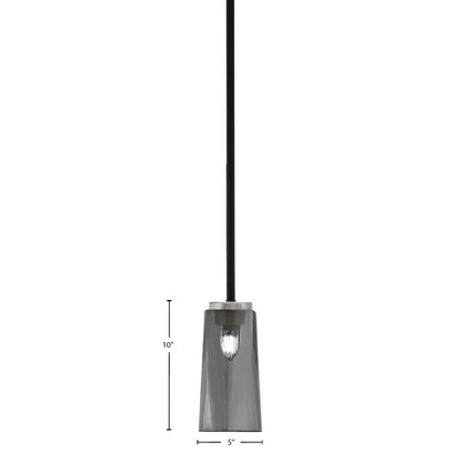 Toltec Sandia 5in 1-Light Mini Pendant | Modern Matte Black and Graphite with Smoke Bubble Glass | Kitchen Island & Dining Room | Model 6201-MBGP-292
