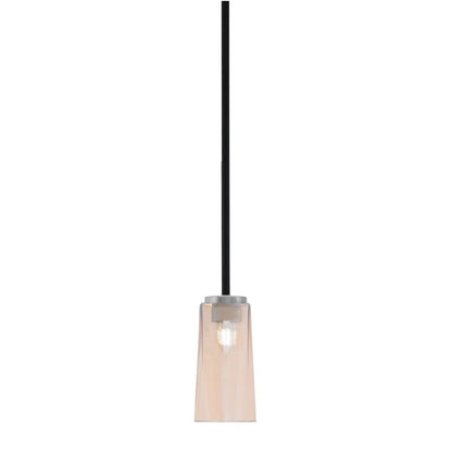 Toltec Sandia 5in 1-Light Mini Pendant | Modern Matte Black and Graphite with Amber Gradient Glass | Kitchen Island & Dining | Model 6201-MBGP-293